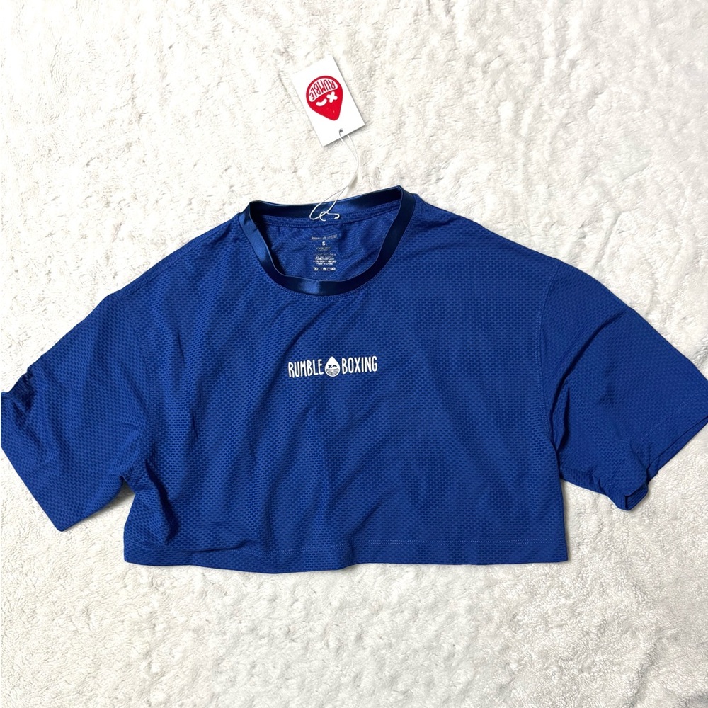 NWT- RUMBLE BOXING Boxy Cropped Mesh Women's Blue Top